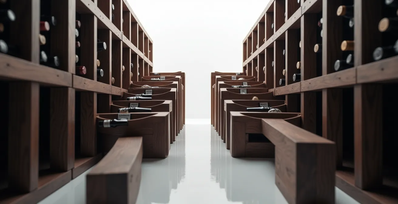 Métaphore visuelle de la confusion face au choix d'une cave à vin